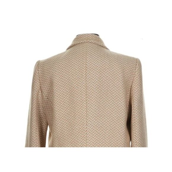 Anine Bing Fishbone Blazer Hearringbone Size Lrg Tan Cream Career Classic Wool - Picture 6 of 15